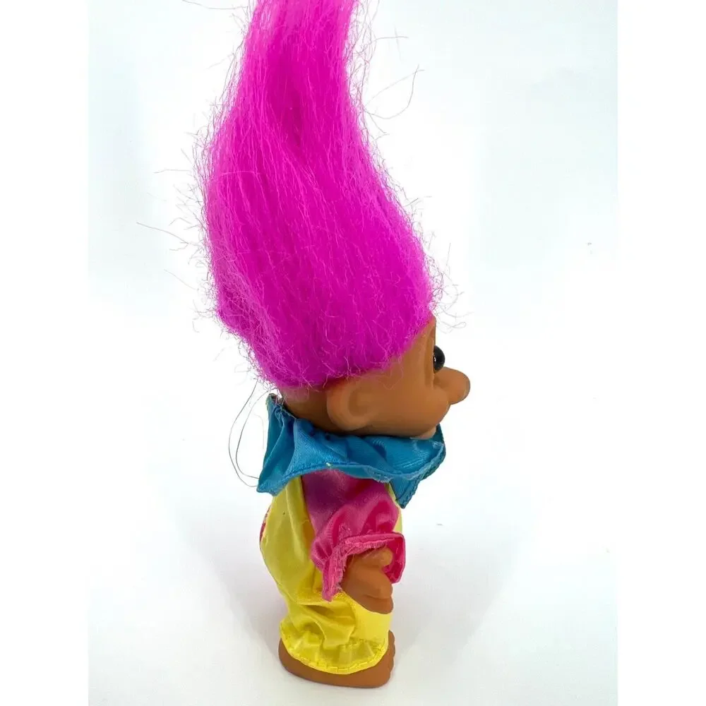 Vintage RUSS Lucky Troll Doll Clown Pink Hair Brown Eyes